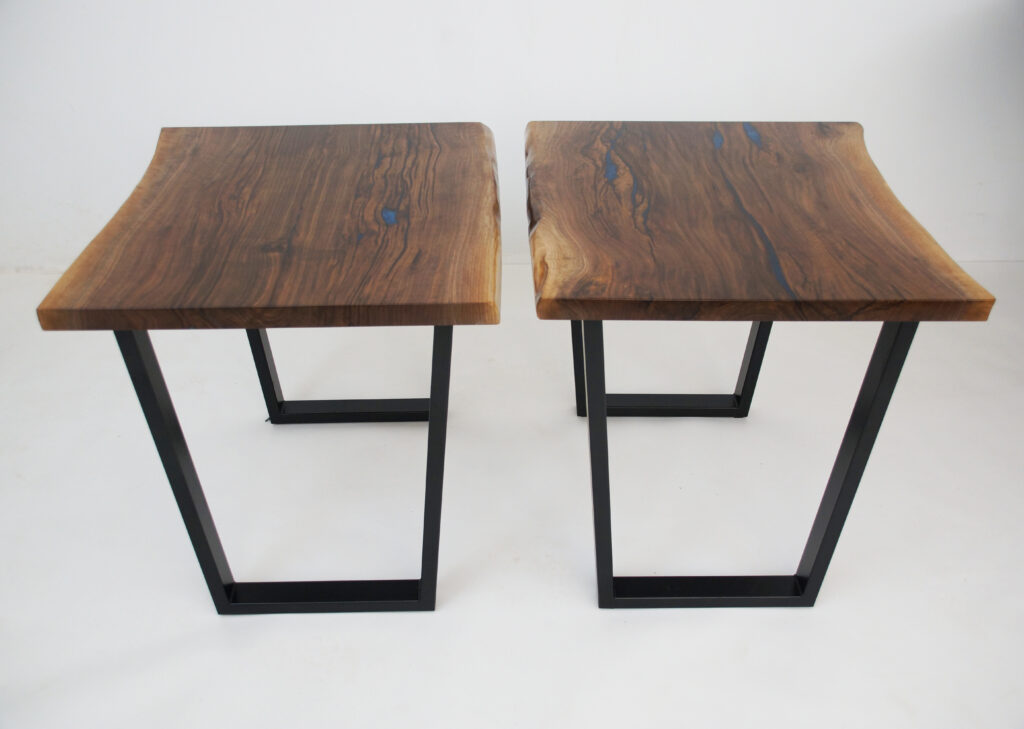 http://Blue%20Epoxy%20&%20Live%20Edge%20Walnut%20Side%20Tables