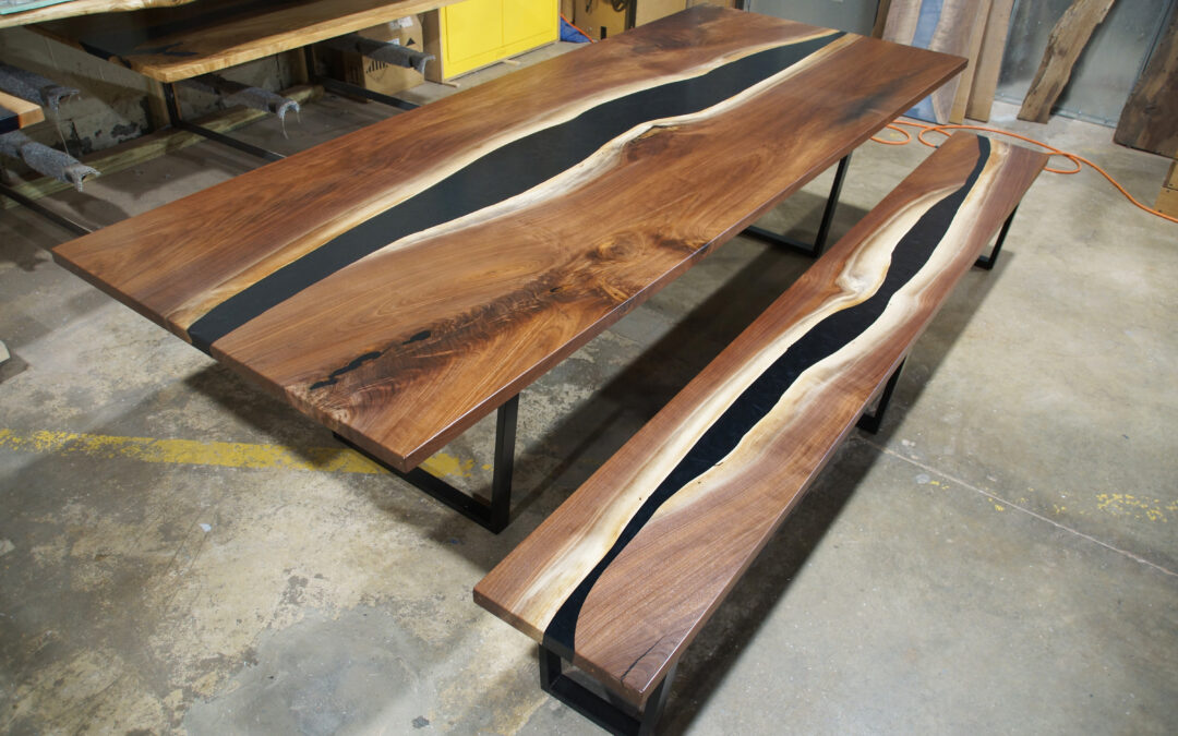 Matching Walnut Dining Table and Bench