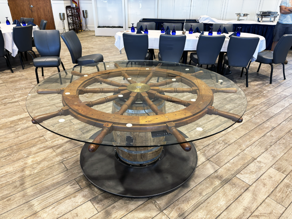 http://Shipwheel%20And%20Whiskey%20Barrel%20Dining%20Table%202