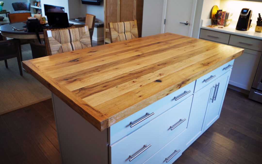 Kitchen Island & Countertop With A Barn Wood Table Top