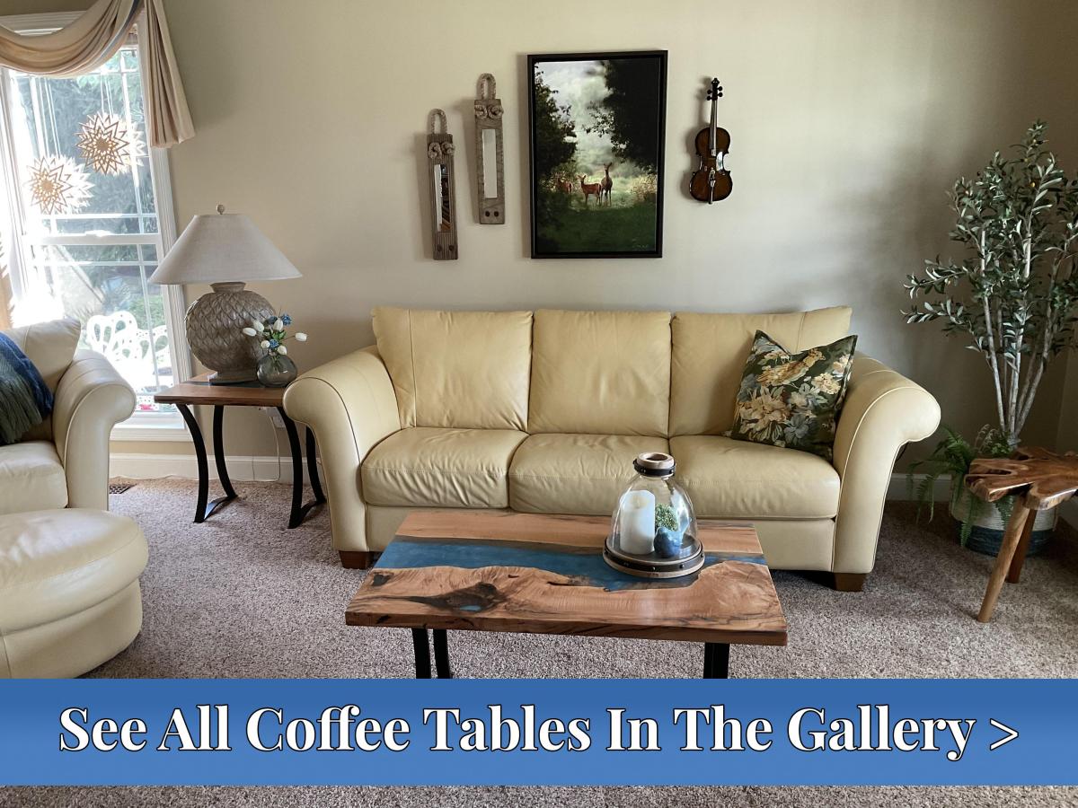 coffee table in a gorgeous home sofa table with rocks and clear resin see the gallery
