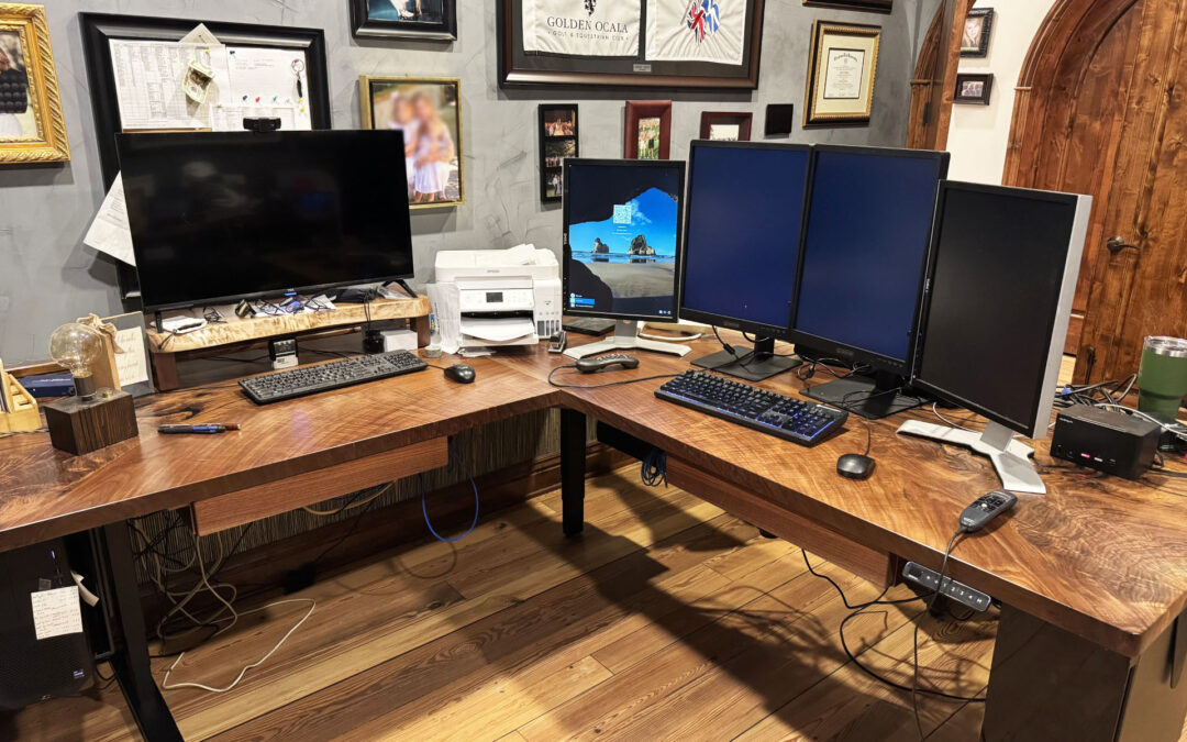 L-Shaped Walnut Ergonomic Desk